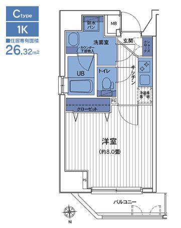 HF三田レジデンスII(1K/11階)の間取り写真