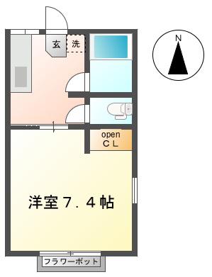 マエサンハイツ希望が丘(1K/2階)の間取り写真