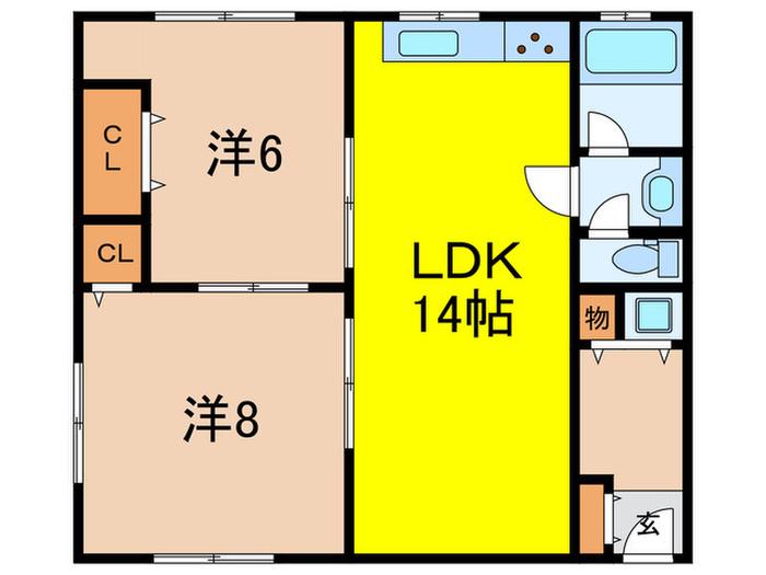 魚崎ハイツ(2LDK/2階)の間取り写真