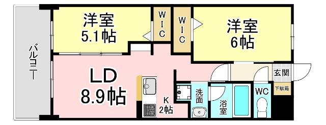 コンダクトレジデンスTOKURIKI(2LDK/2階)の間取り写真