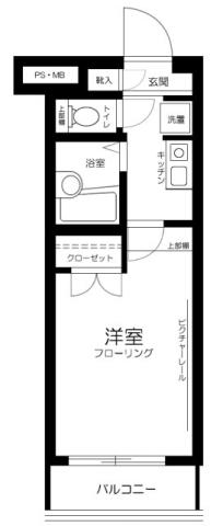 グランヴァン西馬込(1K/4階)の間取り写真
