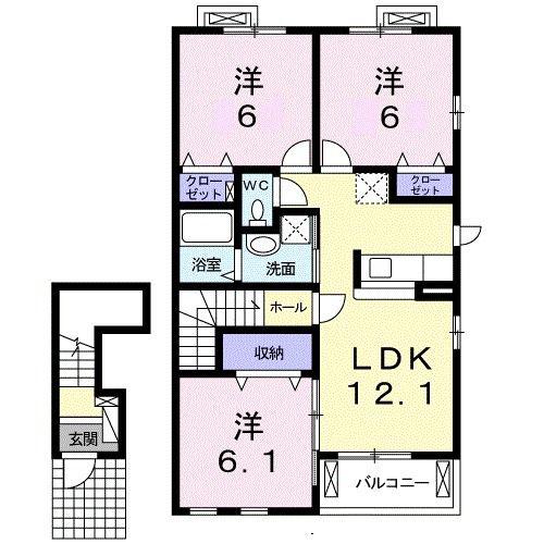 クラール元山K(3LDK/2階)の間取り写真