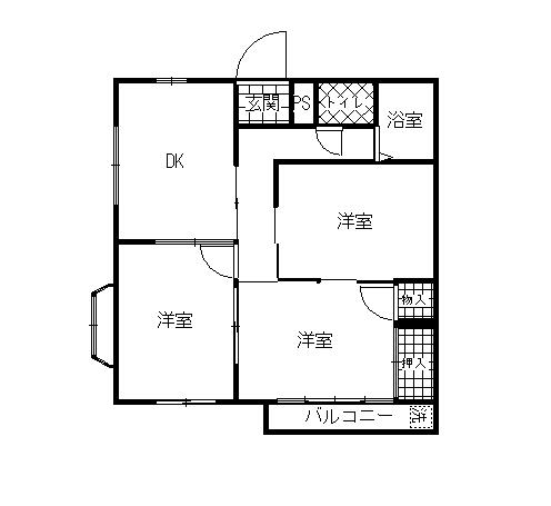 椚田東マンション(3DK/1階)の間取り写真