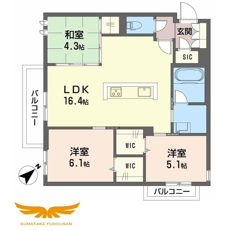 LUCE帯山西(3LDK/2階)の間取り写真