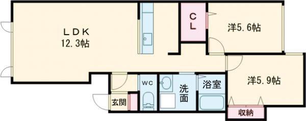 ATEENA3.23 F(2LDK/1階)の間取り写真