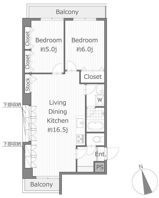 デュオ仲町台(2LDK/4階)の間取り写真