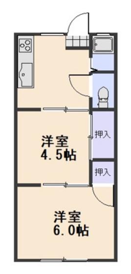 ルーク青江(2K/1階)の間取り写真