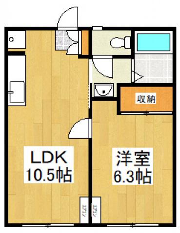 フェリース相模原(1LDK/1階)の間取り写真