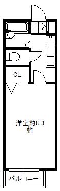 ハピネスT・S(1K/2階)の間取り写真