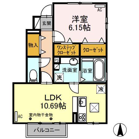 平松ハイツ 弐番館(1LDK/1階)の間取り写真