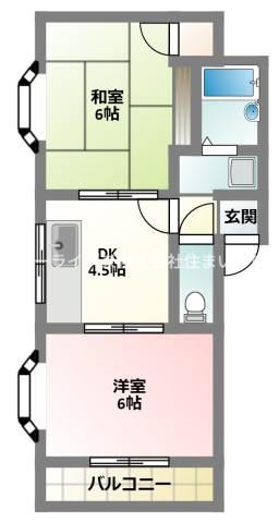 中井マンション(2DK/3階)の間取り写真
