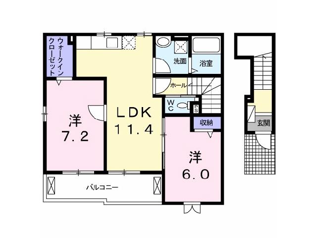 サンセットベル(2LDK/2階)の間取り写真