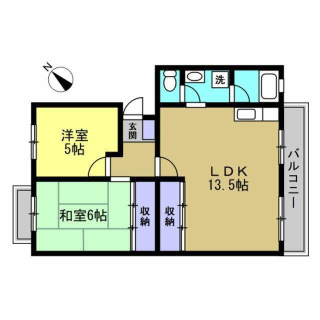 東高根ハイツ永井(2LDK/3階)の間取り写真