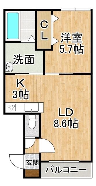 西9南10AP(1LDK/1階)の間取り写真