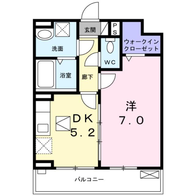 プリムローズ(1DK/1階)の間取り写真