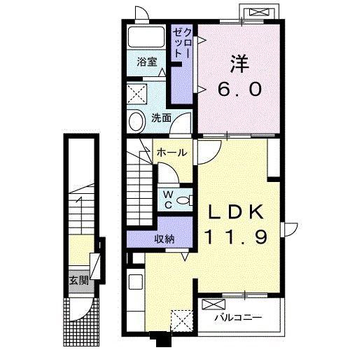 プランツ パイン(1LDK/2階)の間取り写真