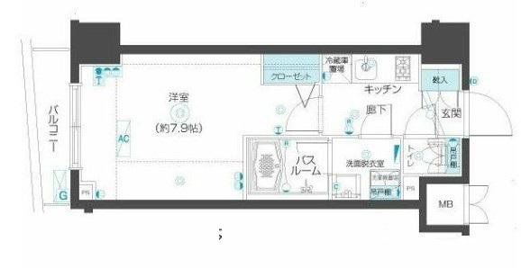 ZOOM市谷本村町(1K/3階)の間取り写真