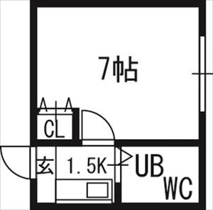 ピアコート前田(1K/2階)の間取り写真