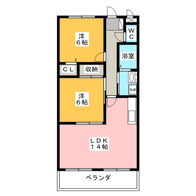 メゾンドフォンテーヌ(2LDK/3階)の間取り写真
