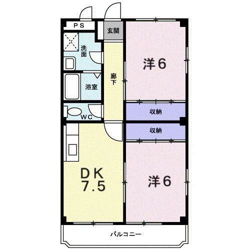 清水ビル(2DK/2階)の間取り写真