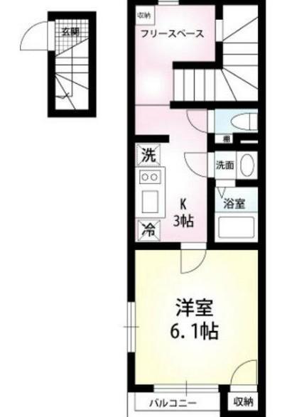ヴィラセゾン船橋本町(1K/2階)の間取り写真