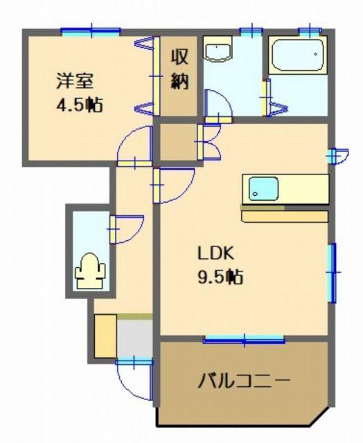 パルティールA(1LDK/1階)の間取り写真