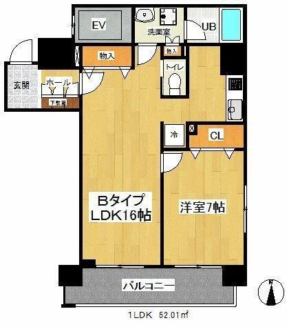 URBAN東戸塚(1LDK/7階)の間取り写真