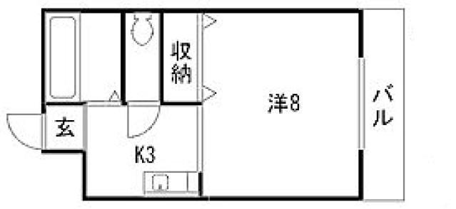 グラース亀山(1K/3階)の間取り写真