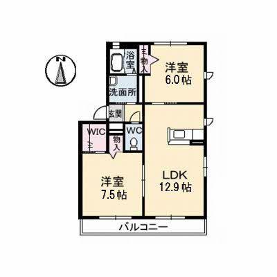 BINARE(2LDK/1階)の間取り写真