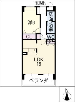 クレアーレ浅井(1LDK/6階)の間取り写真