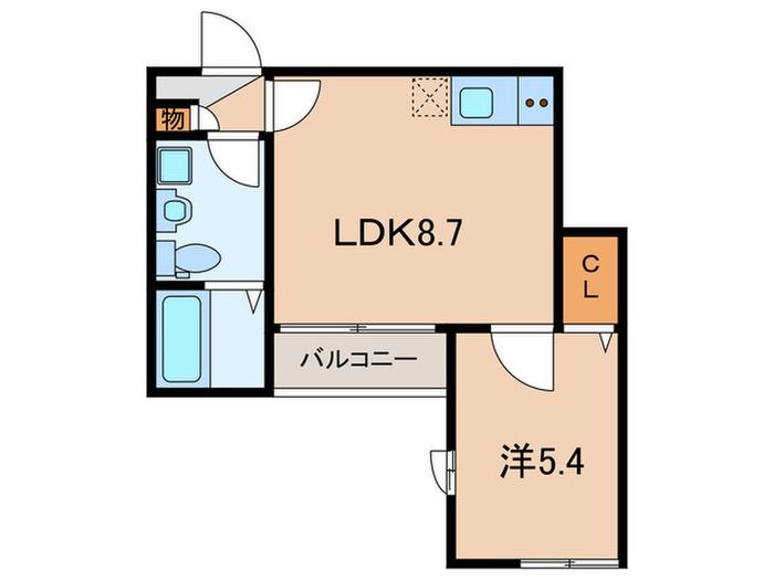 オークプレイス三軒茶屋(1LDK/2階)の間取り写真