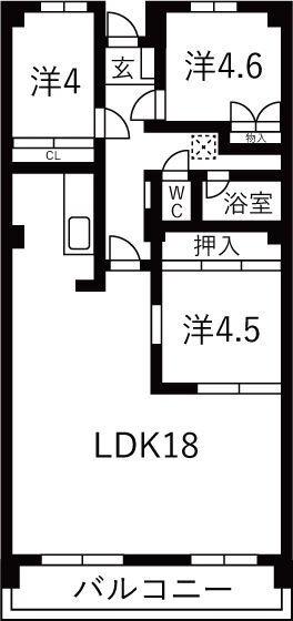泉サンハイツ(3LDK/4階)の間取り写真