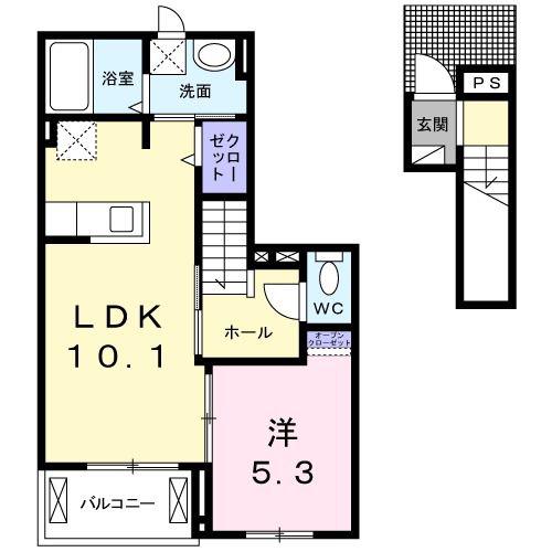 コートハウス安塚(1LDK/2階)の間取り写真