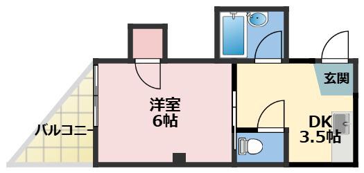 モリビル寺内町(1DK/4階)の間取り写真