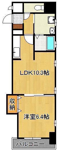 デザイナープリンセス・リバーサイド(1LDK/2階)の間取り写真