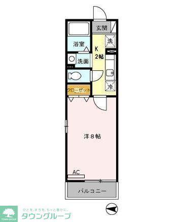 桜プレイス(1K/2階)の間取り写真