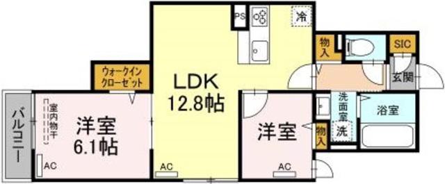 ルリアン北小岩II(2LDK/2階)の間取り写真