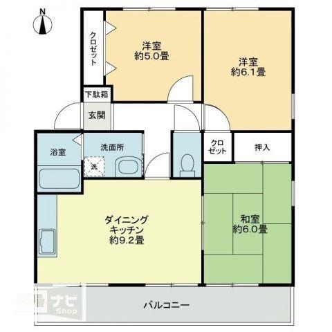 FO.トロワ木太B(3DK/3階)の間取り写真