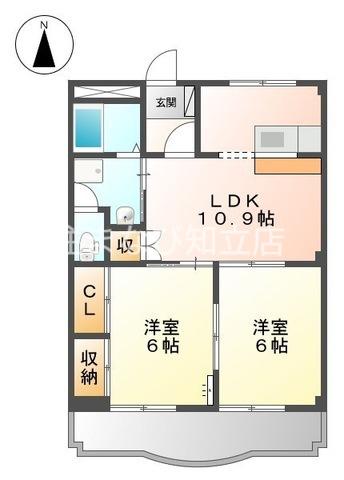 ラジョリーメゾン(2LDK/2階)の間取り写真