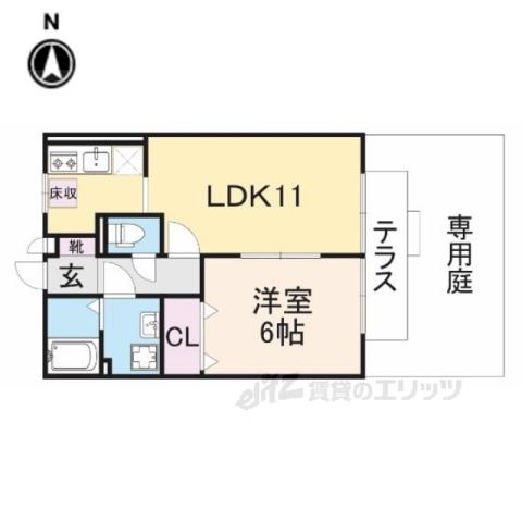 ロイヤルヴィレッジB棟(1LDK/1階)の間取り写真