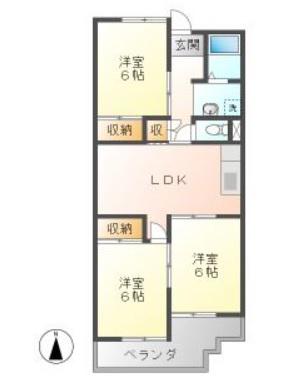 みどり坂ハイツ(3LDK/2階)の間取り写真