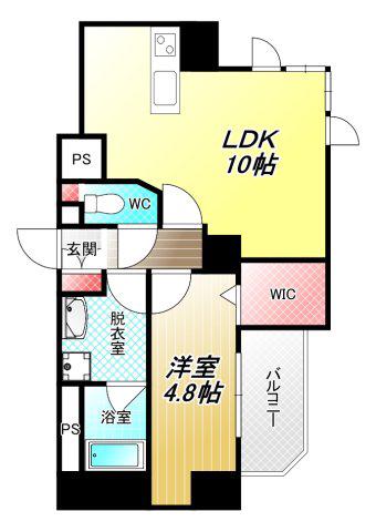 プレミアム菱屋西(1LDK/7階)の間取り写真