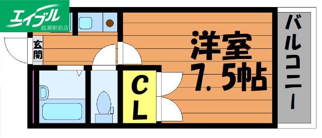オアシス中島(1K/3階)の間取り写真