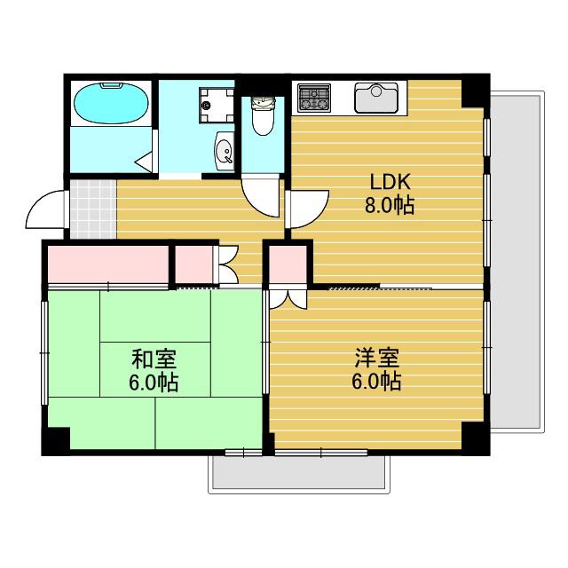 ライフステージ新大阪(2LDK/1階)の間取り写真