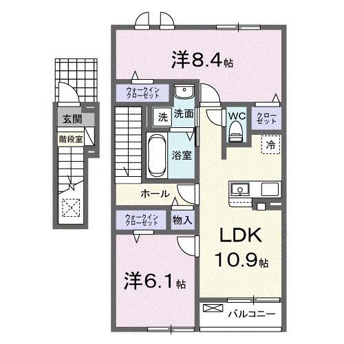 エスポワール新生(2LDK/2階)の間取り写真