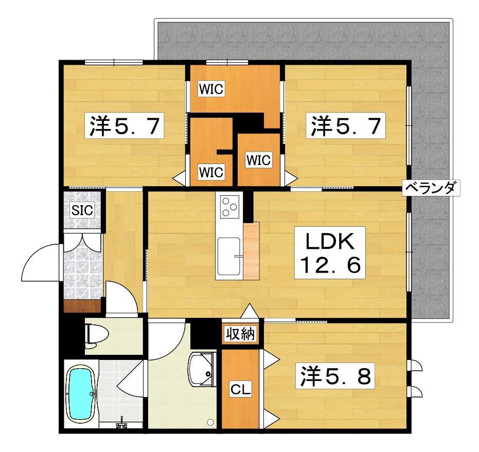 シャーメゾン小町(3LDK/2階)の間取り写真