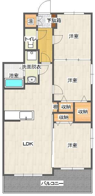 サニーコート本城学研台I(3LDK/3階)の間取り写真