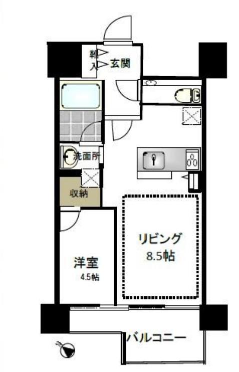 シティハウス中目黒サウス(1LDK/9階)の間取り写真