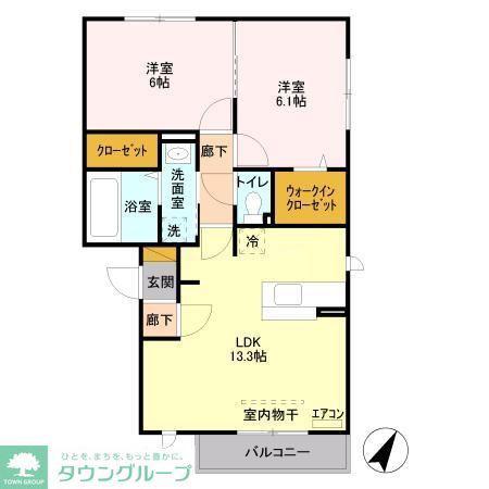 ディア ヴェルジュB(2LDK/2階)の間取り写真