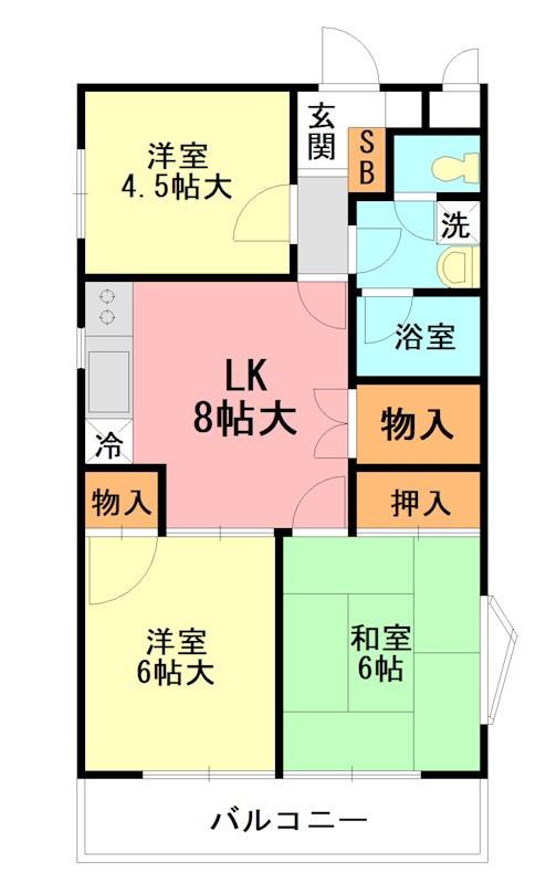 ロッキーホーム寿町(3SLK/4階)の間取り写真